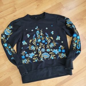 Drew Embroidered Floral Puff Sweatshirt XS S